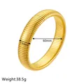 Elastische vergulde gestreepte roestvrijstalen armband voor dames, 60 mm diameter, gewicht 38,5g - 15mm Gestreept Armring (S201) / Goud