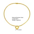 Vue détaillée du collier serpent en acier inoxydable doré avec pendentif cœur et mesures - Pendentif Cœur (R302) / Or