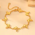 Elegant gold-plated stainless steel butterfly charm bracelet for women, perfect for jewelry gifts. - Butterfly Bracelet H807