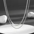 Double-layered silver stainless steel flat snake chain and twisted rope necklace - Silver Double Layer Twist Rope Chain / O209 Steel Color