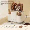 Beige kitchen knife rack and utensil storage holder with cutting board slot - Regular Fit / Gray