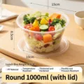 Récipient alimentaire jetable rond de 1000ml en plastique transparent avec couvercle - Style Rond / 1000ml (Lot de 10)