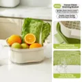 White double-layer plastic drain basket for fruit and vegetable storage in kitchen. - Double Layer Set / White