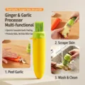 Multifunktionaler 3-in-1 Karotten-Ingwer-Knoblauch-Prozessor zum Schälen und Schrubben - Gelbe Karotte / Gelb