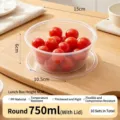 Boîte alimentaire ronde jetable de 750ml en plastique transparent avec couvercle, 10 sets - Style Rond / 750ml (Lot de 10)
