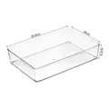 Transparent rectangular plastic drawer organizer tray, dimensions 29.8 x 20 x 6.2 cm - Large Square Style / 29.8x20x6.2cm / Clear
