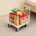 Multifunctional white metal mesh storage cart with wheels for snack organization - Storage Basket Set / 5 Panels + 4 Wheels + 1 Tie / White