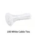 Bundle of 100 white self-locking nylon cable ties for household or industrial use - Cable Ties / 100pcs Pack / White