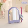 Miroir de maquillage de table violet avec oreilles de chat pour coiffeuse et décoration de bureau - Violet