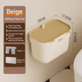 Pattumiera da cucina beige a parete con coperchio 25x17.5x17.4cm include ganci a sospensione - Medio (25*17.5*17.4cm) / Gancio + Accessori Adesivi / Beige