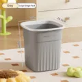 Large capacity grey lidless plastic trash can for home and office, size 25x26.5x29cm - Striped / L / Gray