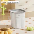 Modern minimalist white small trash can with gray rim and vertical textured lines - Striped / S / White
