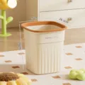Large capacity cream pleated trash can without lid for bathroom, toilet and office use - Striped / L / Cream
