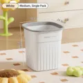 White large capacity open trash can with ridged texture and gray rim for home - Striped / M / White