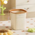 Medium cream-colored open trash can for home office and bathroom, 22x23.5x26cm - Striped / M / Cream