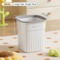 Large white open trash can with 29cm height and grey rim for home and office use - Striped / L / White