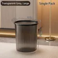 Large transparent gray open trash can, 26x28x30cm waste basket for home and office - Round 18L / Transparent Black