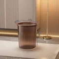 Small transparent brown waste bin with vertical ridges and open top design for bedroom - Round 8L / Transparent Brown