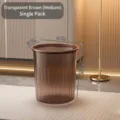 Medium-sized transparent brown trash bin with a modern vertical ribbed design, single pack - Round 12L / Transparent Brown