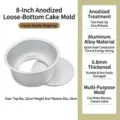 8-inch anodized aluminum round cake mold with removable bottom for chiffon baking pan - 5 Inch Anodized Round Loose Base