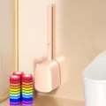 Disposable toilet brush set including a wall-mounted holder and 7 rainbow refills - 1 Base + 1 Handle + 7 Brush Heads / Pink Pet Style