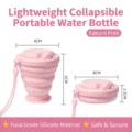 Portable cherry blossom pink foldable silicone travel water cup with dimensions - Pink