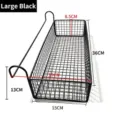 Large black hanging wire storage basket with dimension markings - L Black / 36x15x13cm