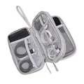 Large capacity grey portable travel organizer bag for digital cables and accessories - Double Layer (19*10*4.5cm) / Gray