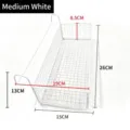 Medium size white metal wire bedside hanging basket organizer with detailed dimensions - Small White / 26x15x13cm