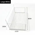 Grande cestino portaoggetti da parete in filo bianco per il bagno - Grande (36x15x13cm) / Bianco