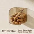 Wall-mounted tea-colored translucent storage box for kitchen ginger and garlic, 1 pack - 1 Piece / Transparent Tea