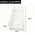 Middelgrote crèmewitte wandmontage metalen draadmand voor badkamer, 26x15x13cm - Gemiddeld (26x15x13cm) / crème