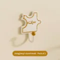 Kreativer selbstklebender Wandhaken in Puzzleform mit Smiley in Creme und Ingwerfarben - Ingwer Stil / 1 Stück / Cremeweiß & Gelb