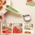 Multifunctional mint green 304 stainless steel 2-in-1 fruit spoon and fork for watermelon - Mint Green