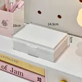 Minimalistische weiße staubdichte Karten-Aufbewahrungsbox, Maße 14,5 cm x 10 cm x 5 cm - Groß (Ohne Transparenten Deckel) / Weiß