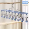 Multifunctional 18-clip drying hanger for socks and underwear in elegant blue - 18 Clips/Pack / Blue