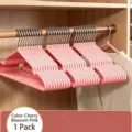 Pink dipped stainless steel clothes hangers with non-slip curved shoulder design - Sakura Pink