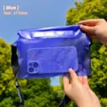 Blue transparent waterproof phone pouch for swimming and diving, 17x22cm size. - 17x22cm / Dark Blue