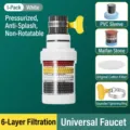 White universal faucet water filter with 6-layer purification and Maifan stone - 6-Layer Filter (Non-Rotatable) / White