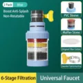 Blue universal faucet water filter with 6-layer filtration for home kitchen use - 6-Layer Filter (Non-Rotatable) / Blue