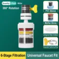 Universal faucet water filter with 360-degree rotation, 6-layer filtration system, white - 6-Layer Filter (Rotatable) / White