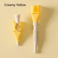 Flexible plastic kitchen funnel with clip-on holder in cream yellow for easy storage - Detachable Extendable Style / Yellow