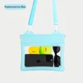 Pochette étanche pour téléphone bleu glacier nacré avec fenêtre et bandoulière - Bleu glacier