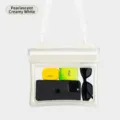 Pochette étanche pour téléphone blanc perlé avec bandoulière et fenêtre - Blanc Crème
