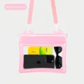 Pochette de téléphone étanche rose nacré avec airbag et bandoulière réglable - Rose rosé