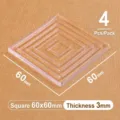 Transparent 60x60mm square silicone anti-slip furniture leg pads, 4-pack set, 3mm thickness - Square / 60mm (Pack of 4)