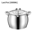 Recipiente grande de acero inoxidable para manteca de 2000ML con tapa y asas dobles - N.º 2 2000ml
