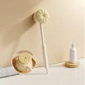 Creamy white 2-in-1 bath brush with soft bristles and pale yellow pumpkin sponge - Cream