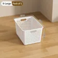 Extra large white hollow plastic storage basket for home and kitchen organization - Regular Fit / XL / White