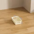 Small cream-white plastic storage basket with handles, size 23x15x7.5cm, pack of 1 - Regular Fit / S / Cream